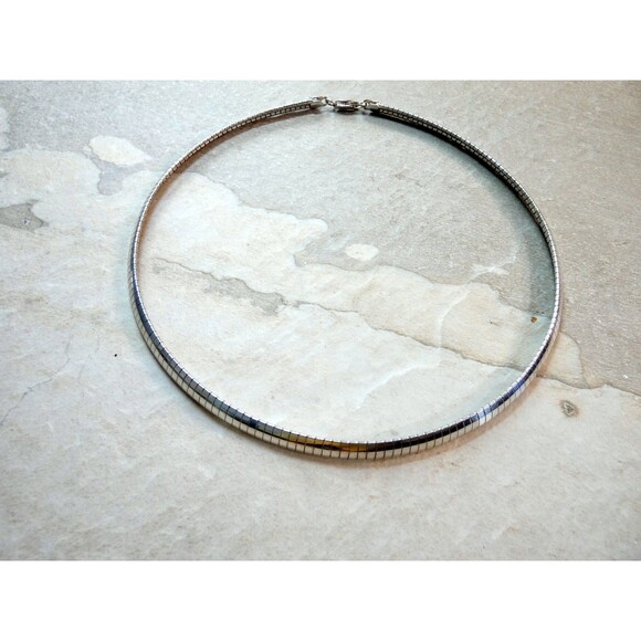 VTG 925 Sterling Silver Elegant Omega Chain Necklace 6mm 16" ITALY - Picture 4 of 7